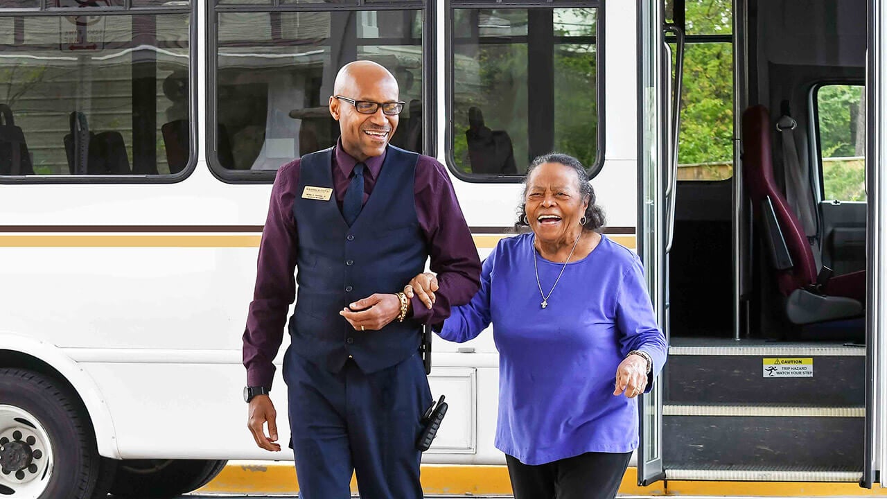 The The Oaks community bus providing resident transportation