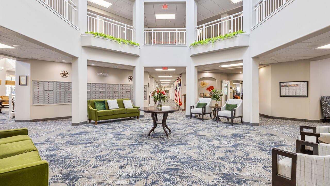 The atrium at The Oaks