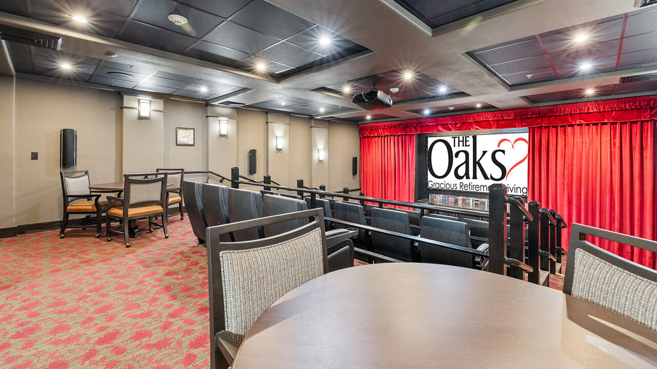 The theater room at The Oaks