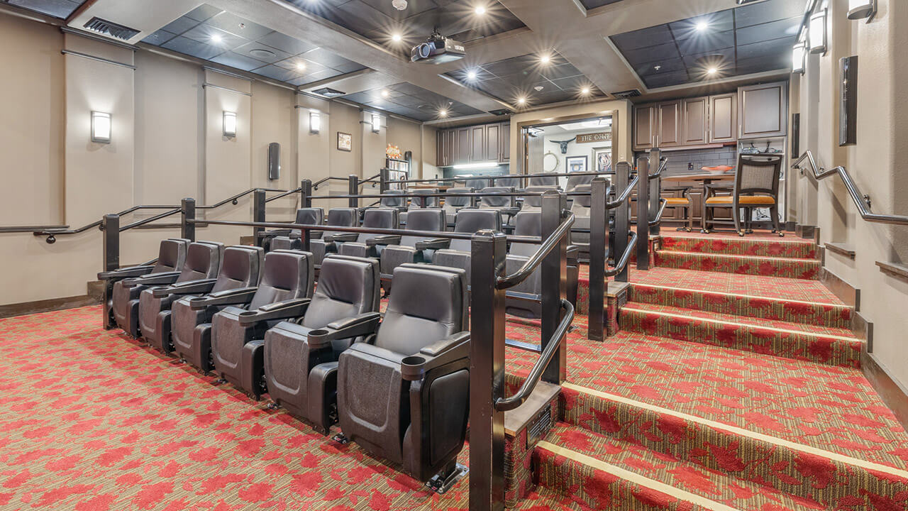 The theater room at The Oaks