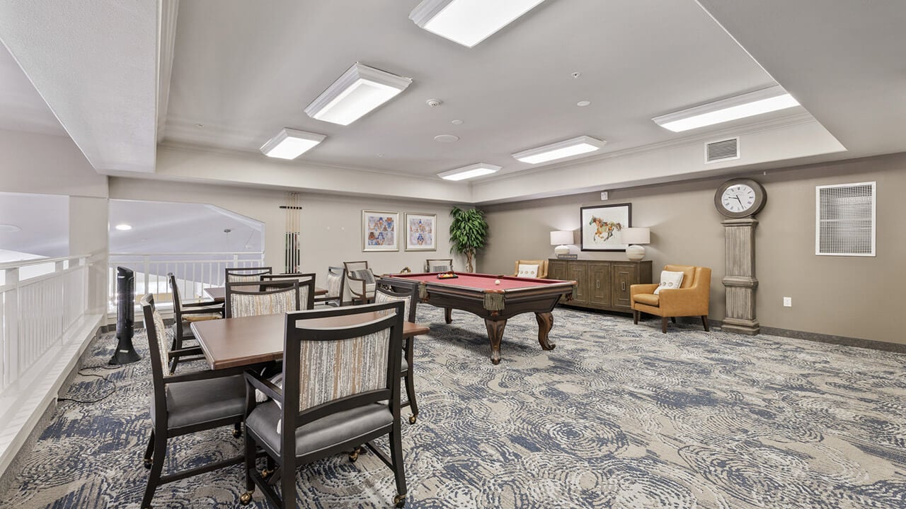 The game room at The Oaks